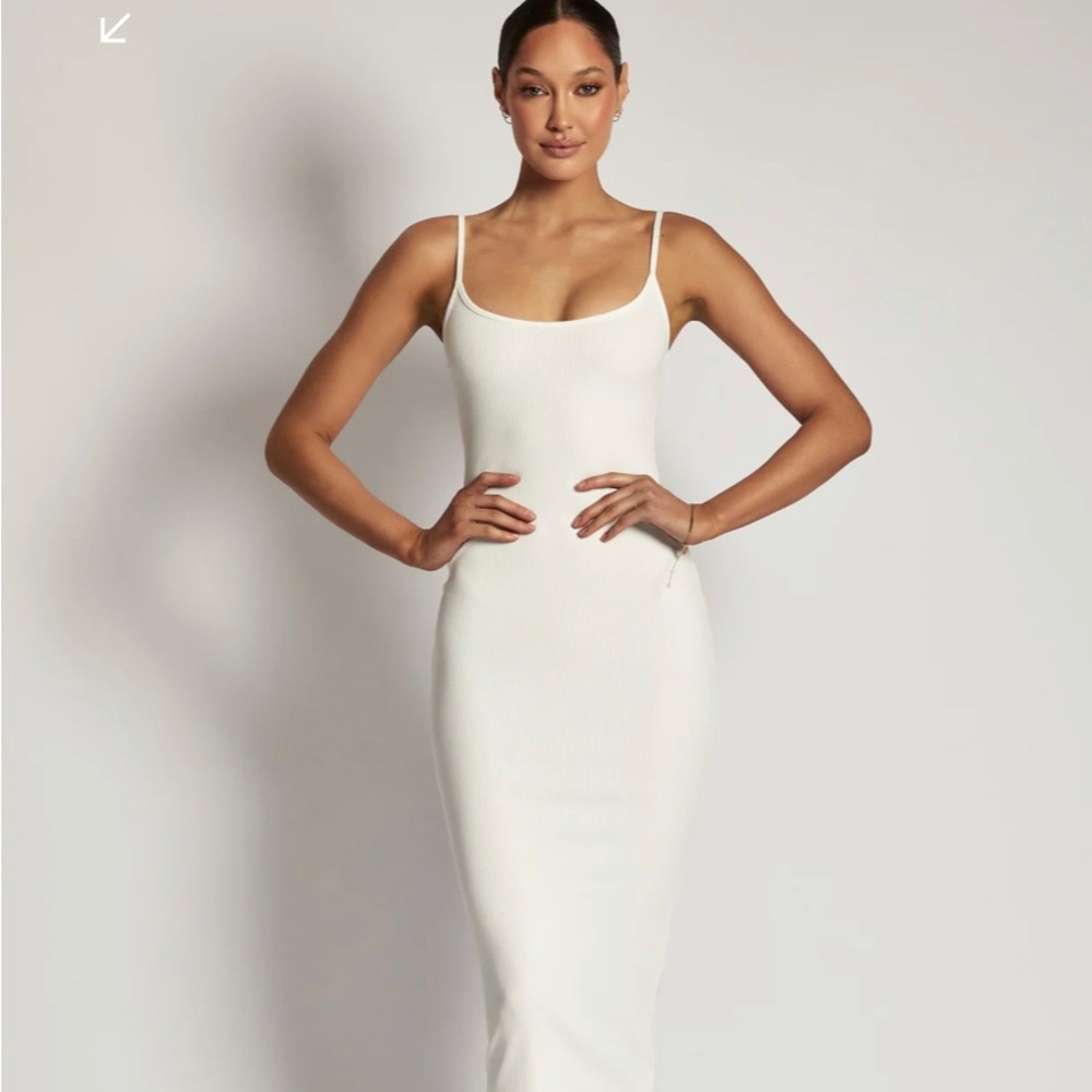 MESHKI Ribbed Cami Midi Dress - white